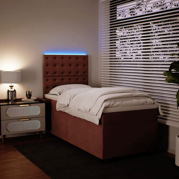 Pat box spring cu saltea, roz, 90x200 cm, catifea - WALTI WALTI