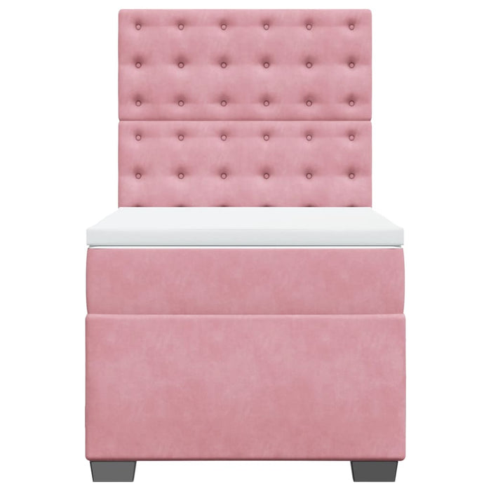 Pat box spring cu saltea, roz, 90x200 cm, catifea - WALTI WALTI