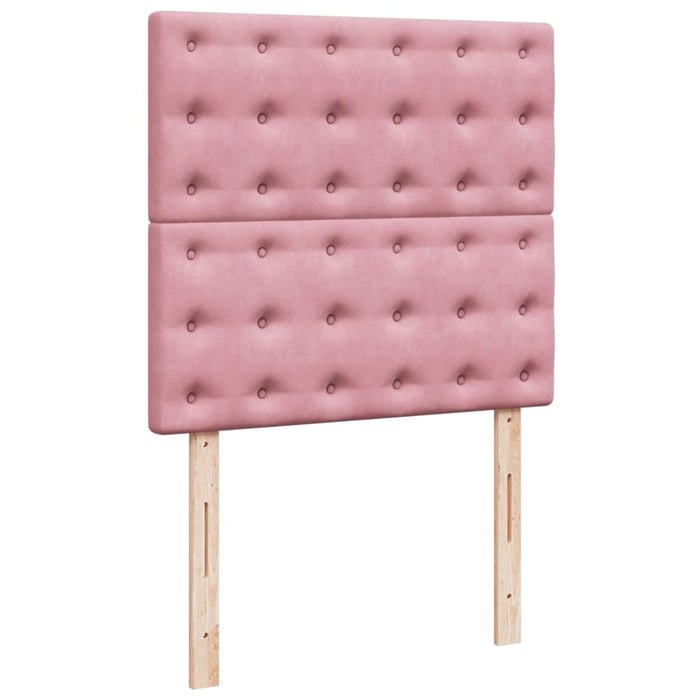 Pat box spring cu saltea, roz, 90x200 cm, catifea - WALTI WALTI