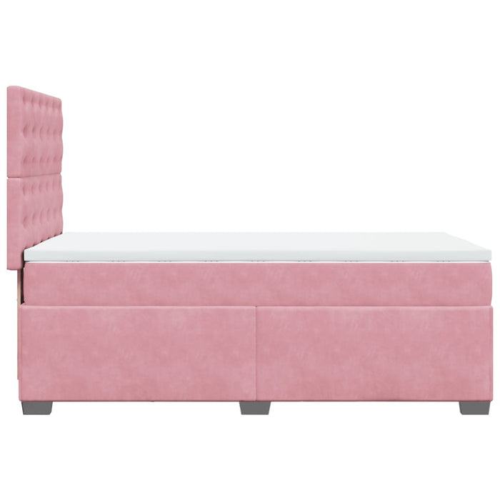 Pat box spring cu saltea, roz, 90x200 cm, catifea - WALTI WALTI