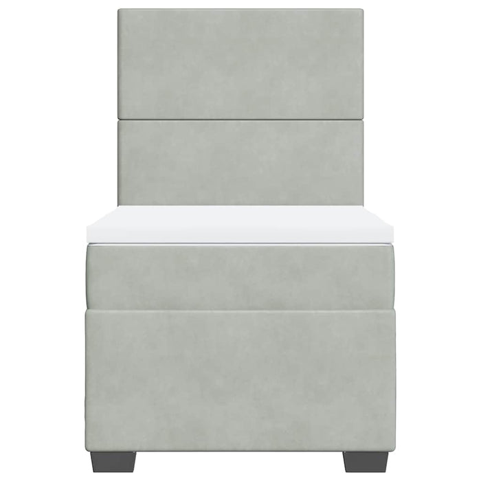 Pat box spring cu saltea, gri deschis, 100x200 cm, catifea - WALTI WALTI
