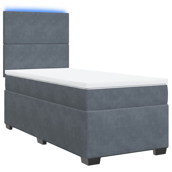 Pat box spring cu saltea, gri închis, 100x200 cm, catifea - WALTI WALTI