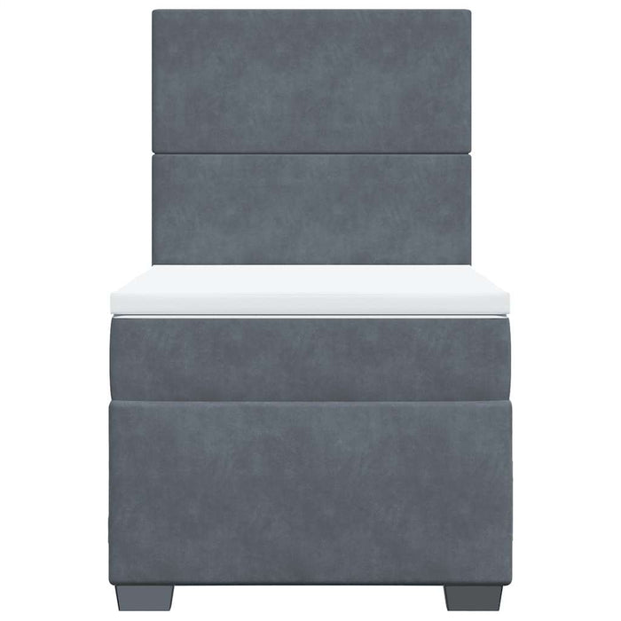 Pat box spring cu saltea, gri închis, 100x200 cm, catifea - WALTI WALTI