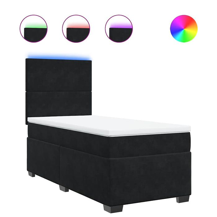 Pat box spring cu saltea, negru, 100x200 cm, catifea - WALTI WALTI