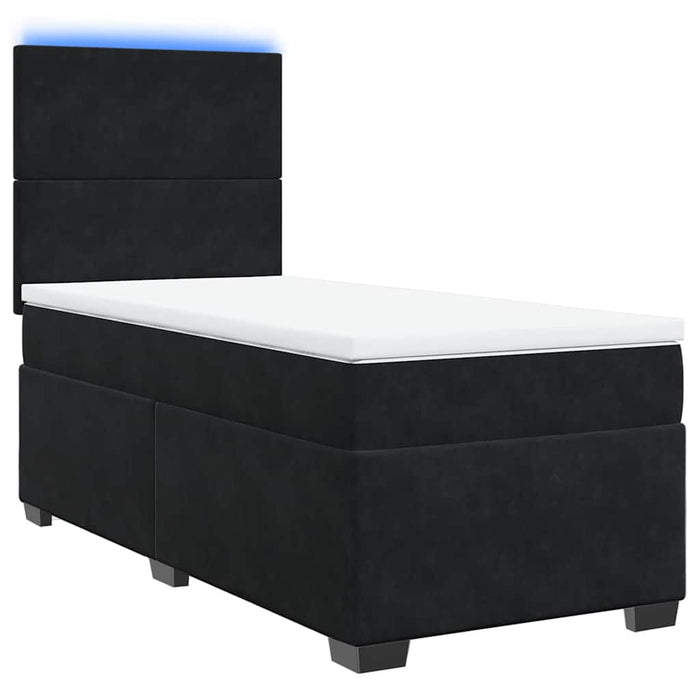 Pat box spring cu saltea, negru, 100x200 cm, catifea - WALTI WALTI