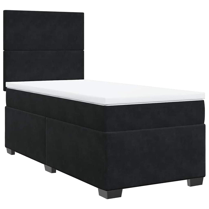 Pat box spring cu saltea, negru, 100x200 cm, catifea - WALTI WALTI