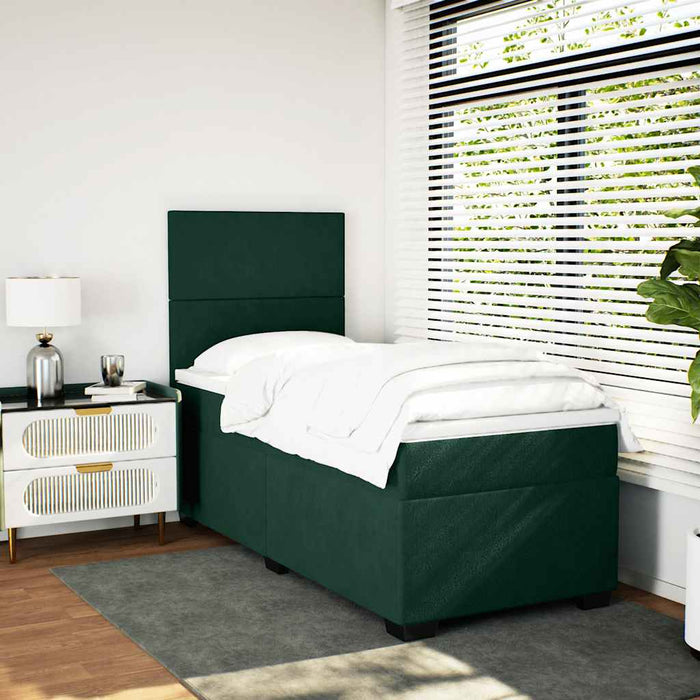 Pat box spring cu saltea, verde închis, 100x200 cm, catifea - WALTI WALTI