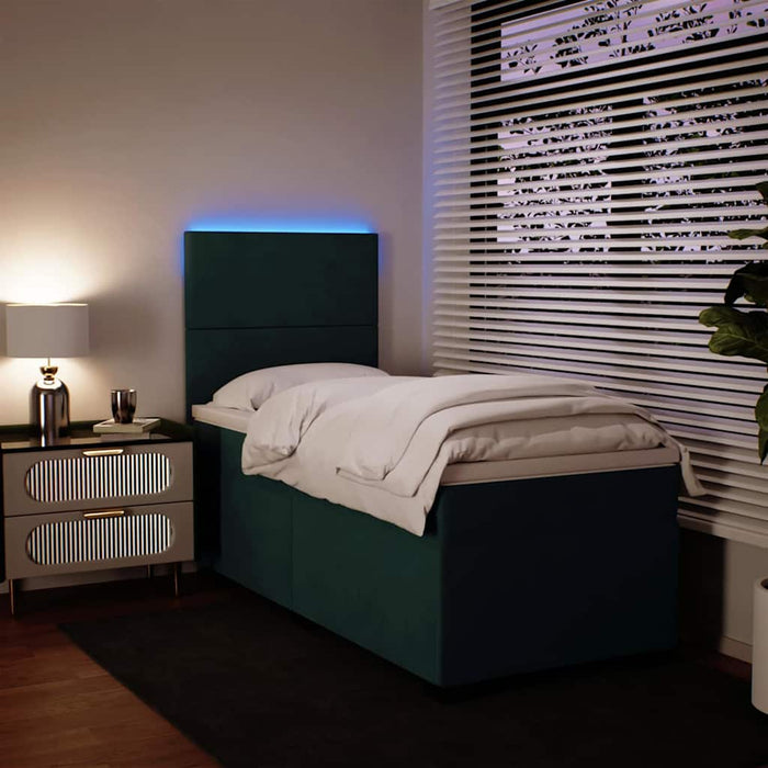 Pat box spring cu saltea, verde închis, 100x200 cm, catifea - WALTI WALTI