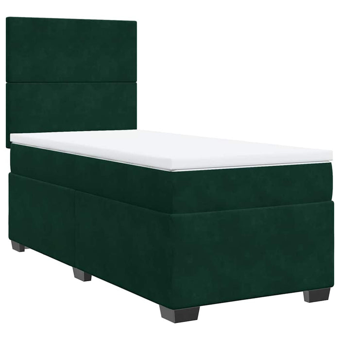 Pat box spring cu saltea, verde închis, 100x200 cm, catifea - WALTI WALTI