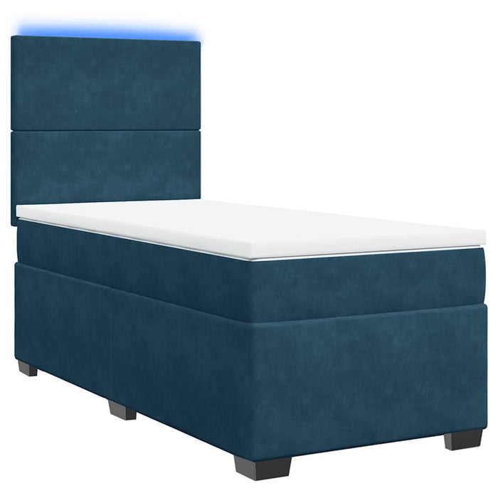 Pat box spring cu saltea, albastru, 100x200 cm, catifea - WALTI WALTI