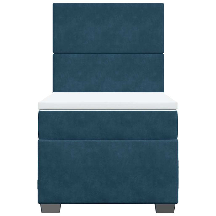 Pat box spring cu saltea, albastru, 100x200 cm, catifea - WALTI WALTI