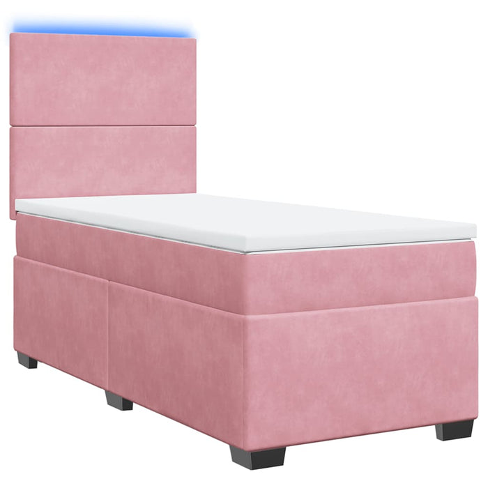 Pat box spring cu saltea, roz, 100x200 cm, catifea - WALTI WALTI