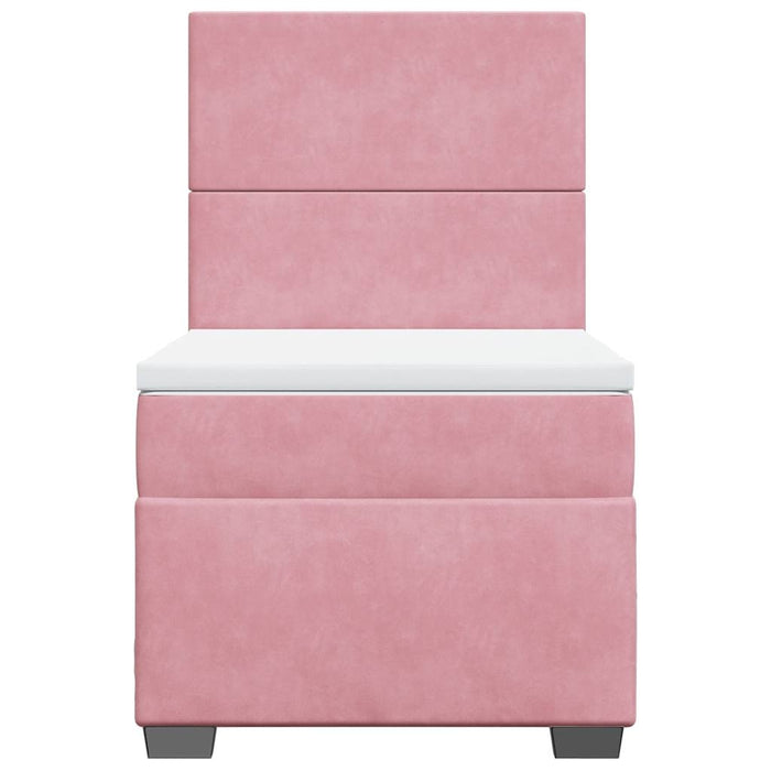 Pat box spring cu saltea, roz, 100x200 cm, catifea - WALTI WALTI