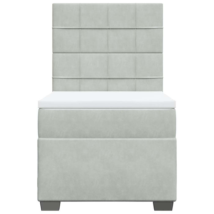Pat box spring cu saltea, gri deschis, 100x200 cm, catifea - WALTI WALTI