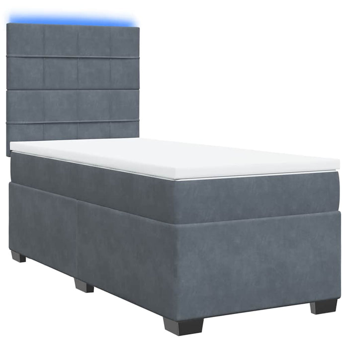 Pat box spring cu saltea, gri închis, 100x200 cm, catifea - WALTI WALTI