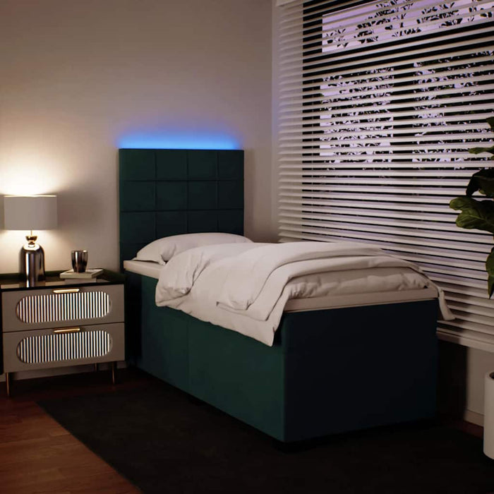 Pat box spring cu saltea, verde închis, 100x200 cm, catifea - WALTI WALTI