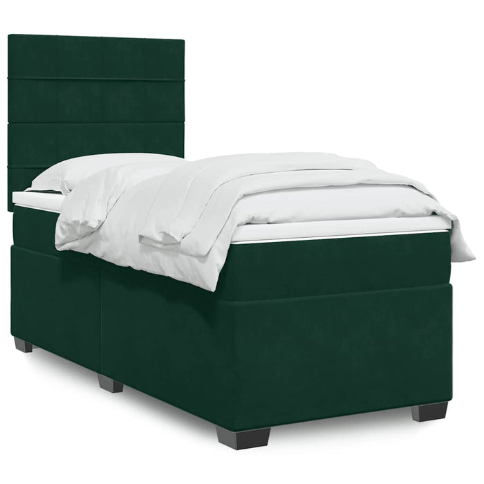 Pat box spring cu saltea, verde închis, 100x200 cm, catifea - WALTI WALTI