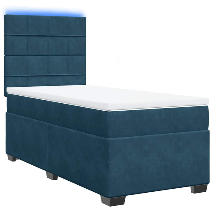 Pat box spring cu saltea, albastru, 100x200 cm, catifea - WALTI WALTI