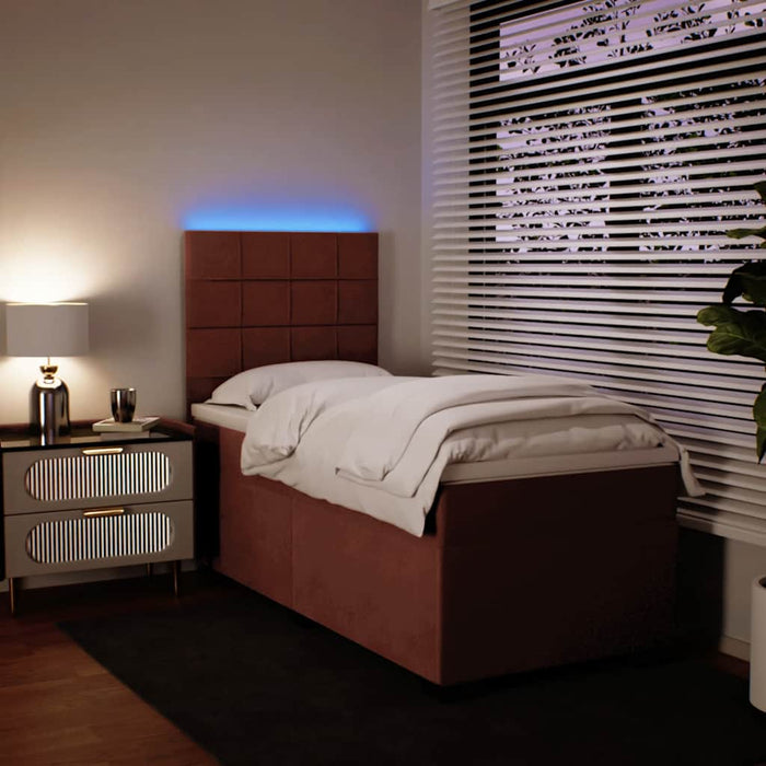 Pat box spring cu saltea, roz, 100x200 cm, catifea - WALTI WALTI