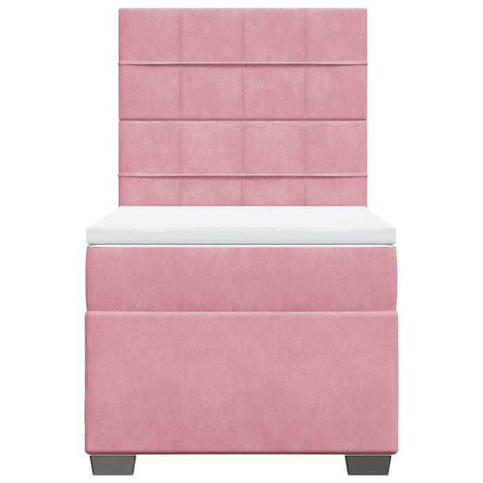 Pat box spring cu saltea, roz, 100x200 cm, catifea - WALTI WALTI
