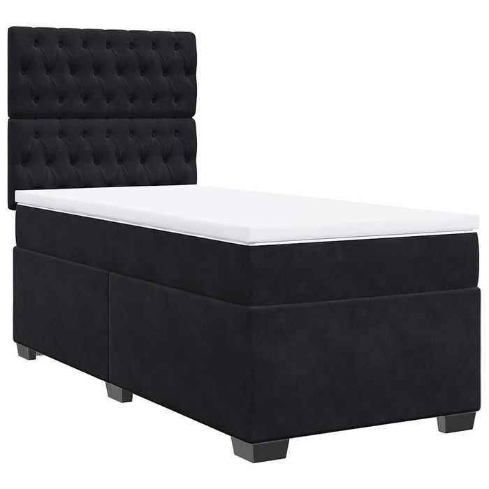 Pat box spring cu saltea, negru, 100x200 cm, catifea - WALTI WALTI