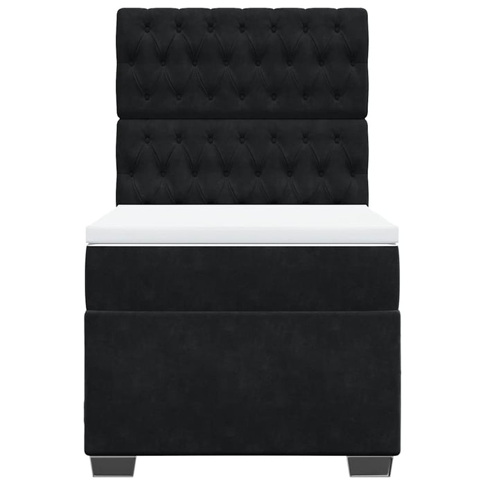 Pat box spring cu saltea, negru, 100x200 cm, catifea - WALTI WALTI