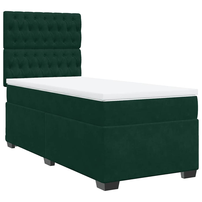 Pat box spring cu saltea, verde închis, 100x200 cm, catifea - WALTI WALTI