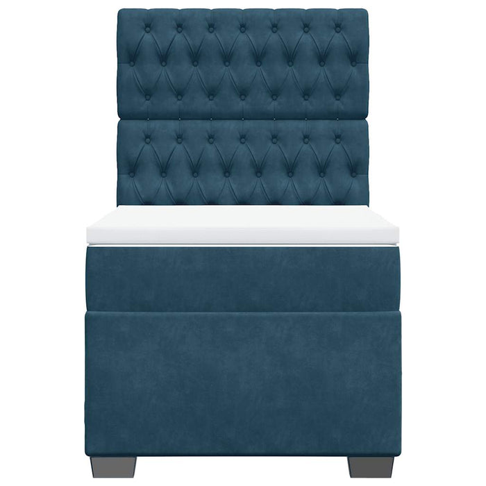 Pat box spring cu saltea, albastru, 100x200 cm, catifea - WALTI WALTI