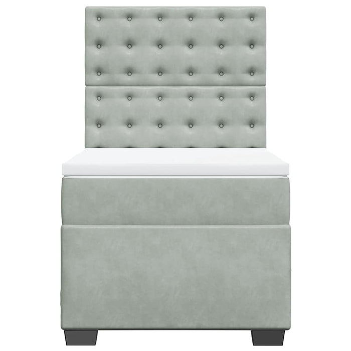 Pat box spring cu saltea, gri deschis, 100x200 cm, catifea - WALTI WALTI