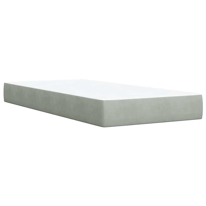 Pat box spring cu saltea, gri deschis, 100x200 cm, catifea - WALTI WALTI
