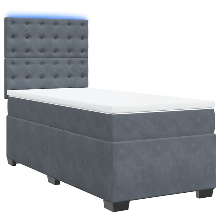 Pat box spring cu saltea, gri închis, 100x200 cm, catifea - WALTI WALTI