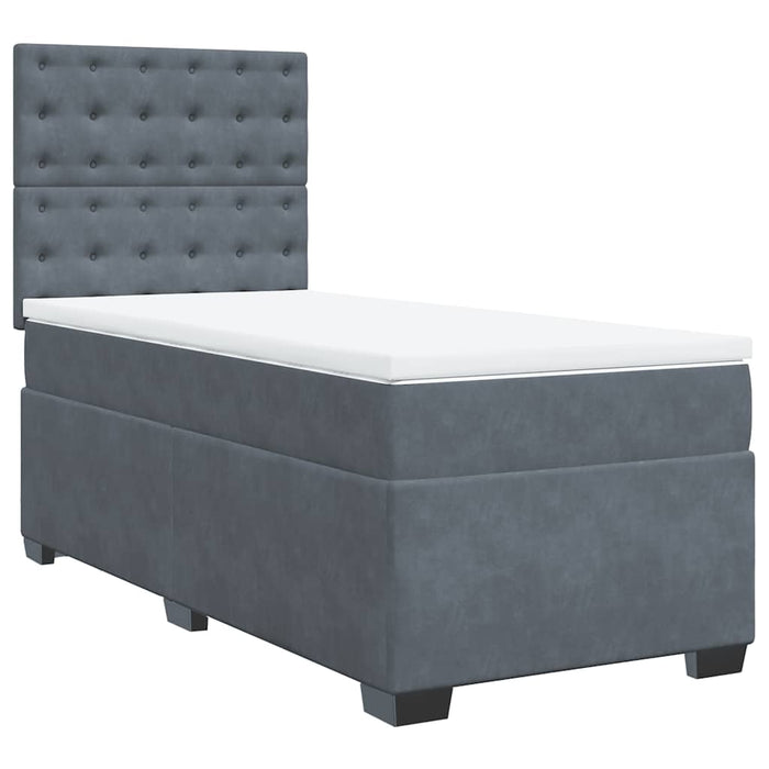 Pat box spring cu saltea, gri închis, 100x200 cm, catifea - WALTI WALTI