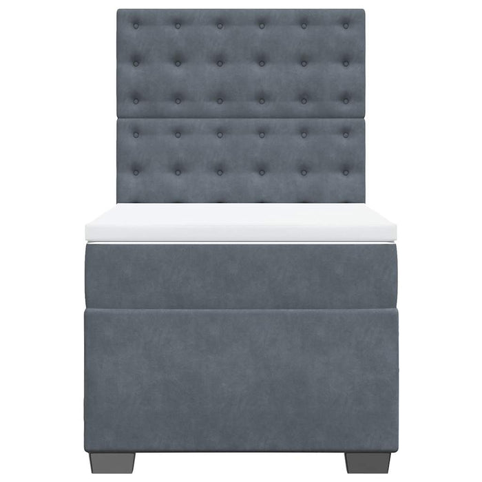 Pat box spring cu saltea, gri închis, 100x200 cm, catifea - WALTI WALTI