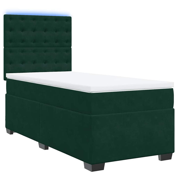 Pat box spring cu saltea, verde închis, 100x200 cm, catifea - WALTI WALTI