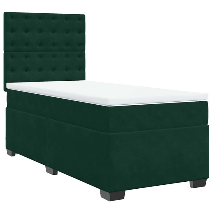 Pat box spring cu saltea, verde închis, 100x200 cm, catifea - WALTI WALTI