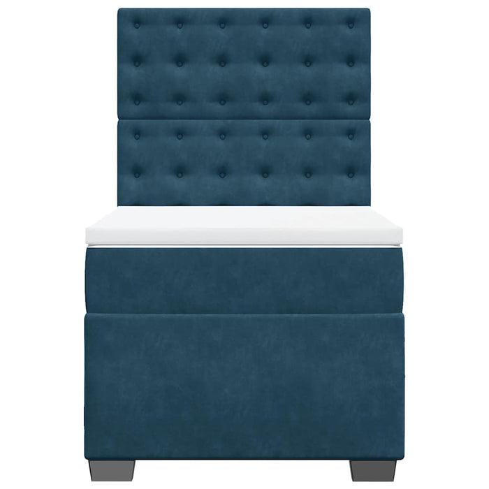 Pat box spring cu saltea, albastru, 100x200 cm, catifea - WALTI WALTI