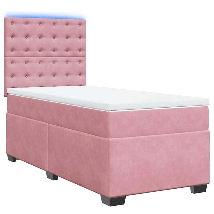 Pat box spring cu saltea, roz, 100x200 cm, catifea - WALTI WALTI
