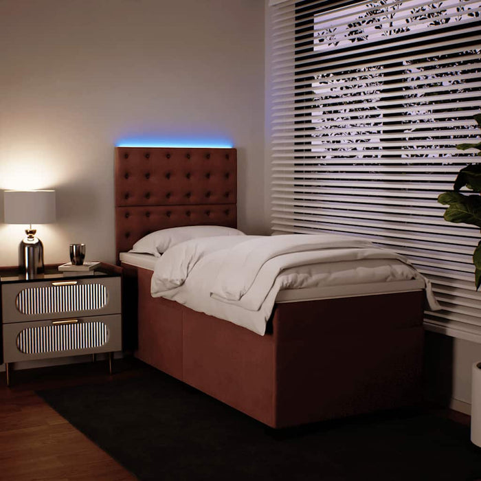 Pat box spring cu saltea, roz, 100x200 cm, catifea - WALTI WALTI