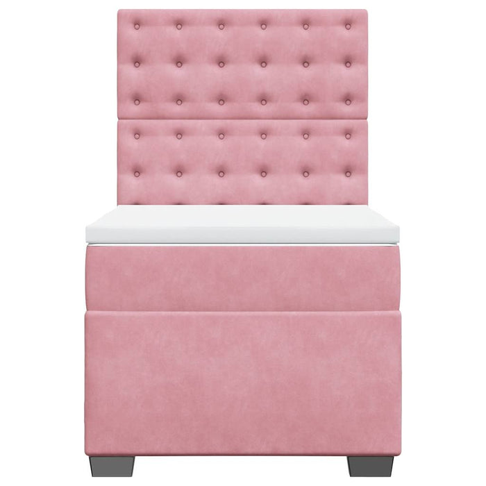 Pat box spring cu saltea, roz, 100x200 cm, catifea - WALTI WALTI