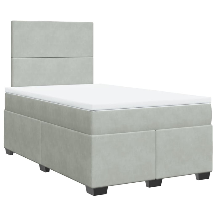 Pat box spring cu saltea, gri deschis, 120x190 cm, catifea - WALTI WALTI
