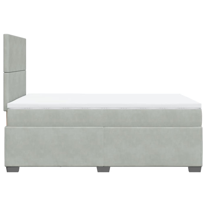 Pat box spring cu saltea, gri deschis, 120x190 cm, catifea - WALTI WALTI