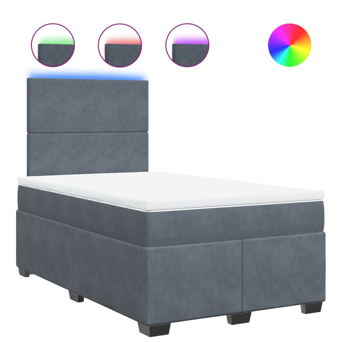 Pat box spring cu saltea, gri închis, 120x190 cm, catifea - WALTI WALTI