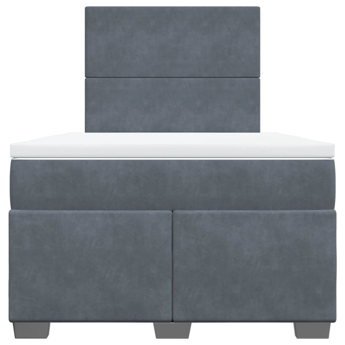 Pat box spring cu saltea, gri închis, 120x190 cm, catifea - WALTI WALTI