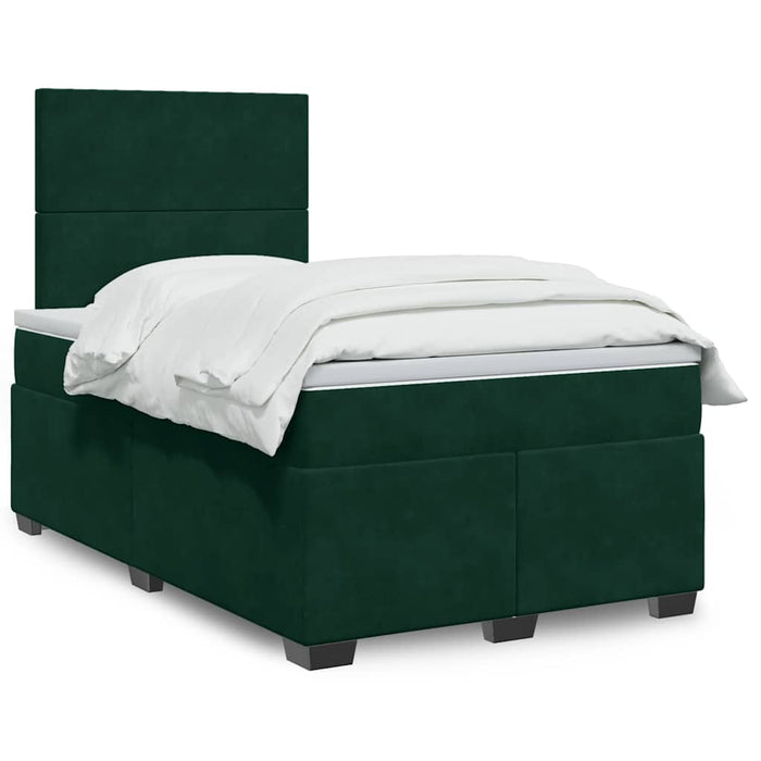 Pat box spring cu saltea, verde închis, 120x190 cm, catifea - WALTI WALTI