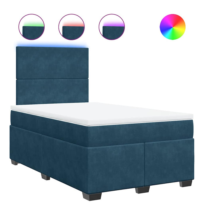 Pat box spring cu saltea, albastru, 120x190 cm, catifea - WALTI WALTI