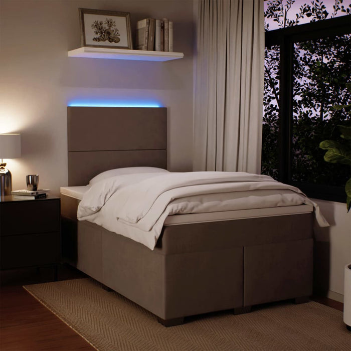 Pat box spring cu saltea, gri deschis, 120x190 cm, catifea - WALTI WALTI