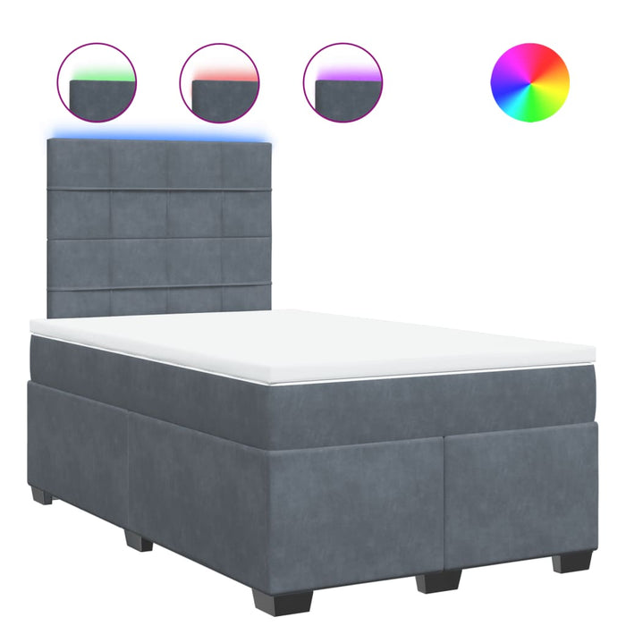 Pat box spring cu saltea, gri închis, 120x190 cm, catifea - WALTI WALTI
