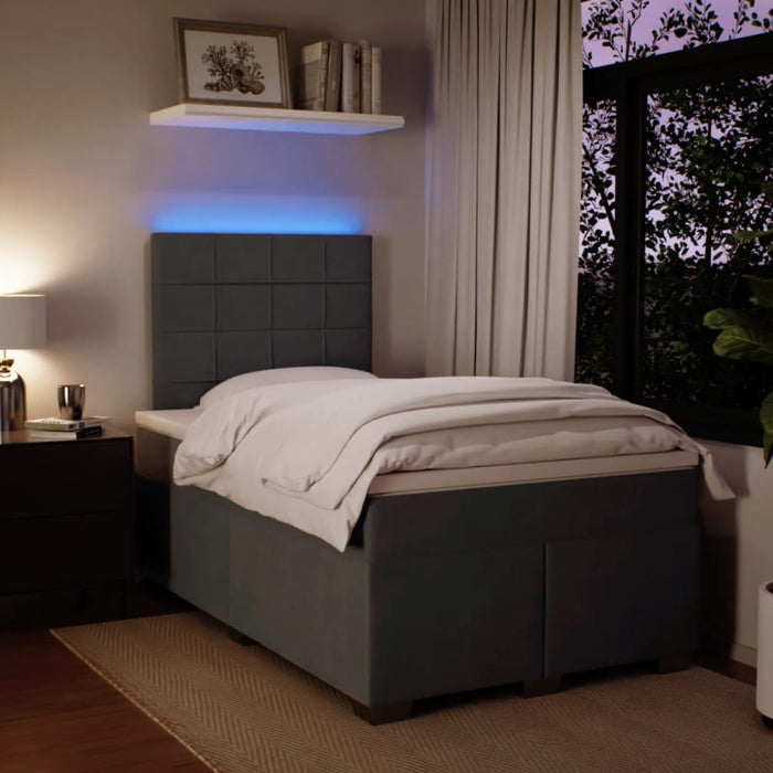 Pat box spring cu saltea, gri închis, 120x190 cm, catifea - WALTI WALTI