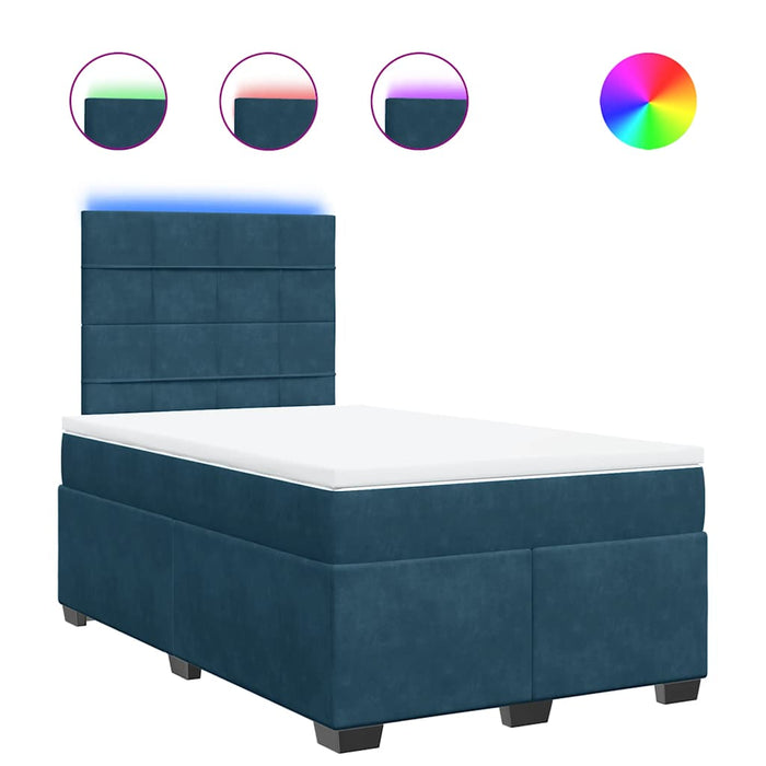 Pat box spring cu saltea, albastru, 120x190 cm, catifea - WALTI WALTI