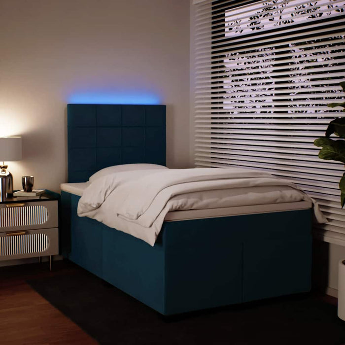 Pat box spring cu saltea, albastru, 120x190 cm, catifea - WALTI WALTI